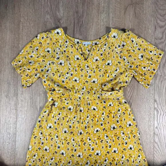 Natura Yellow Floral Boho Maxi Dress XS Tribal Border Hem - Picture 5 of 12